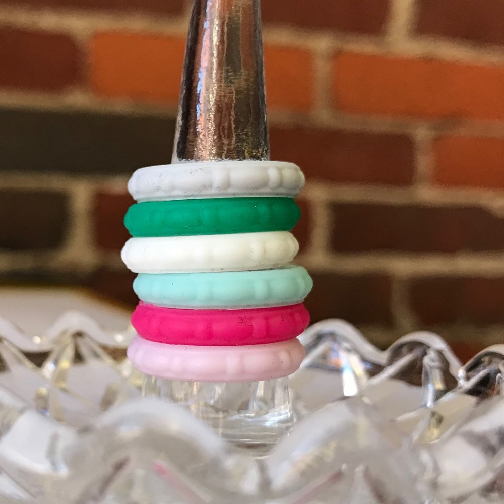6 Stackable Silicone Wedding Rings - Jewel